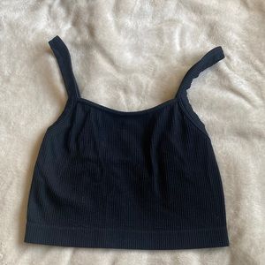 Black ribbed bralette, could be used as tank top.